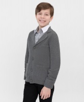 Кардиган на пуговицах с карманами и воротником серый Button Blue, школьная форма для мальчиков  фото, kupilegko.ru